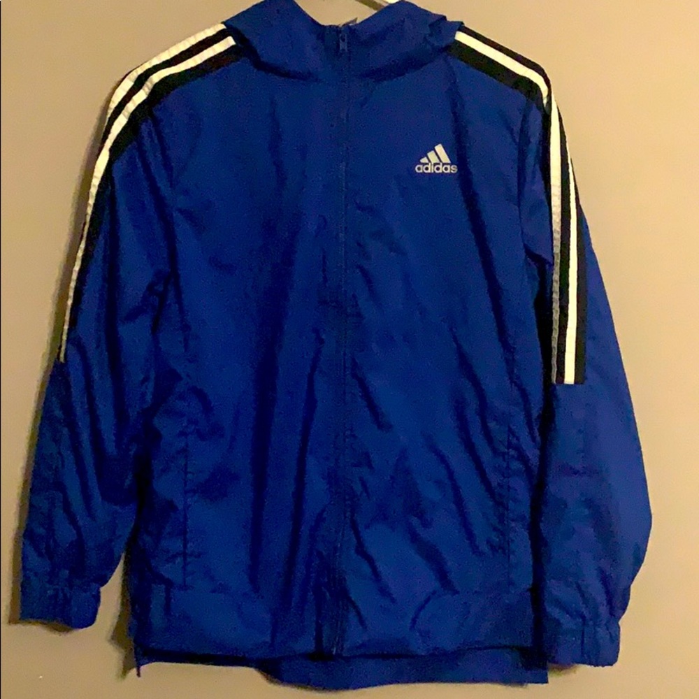 Blue adidas raincoat
